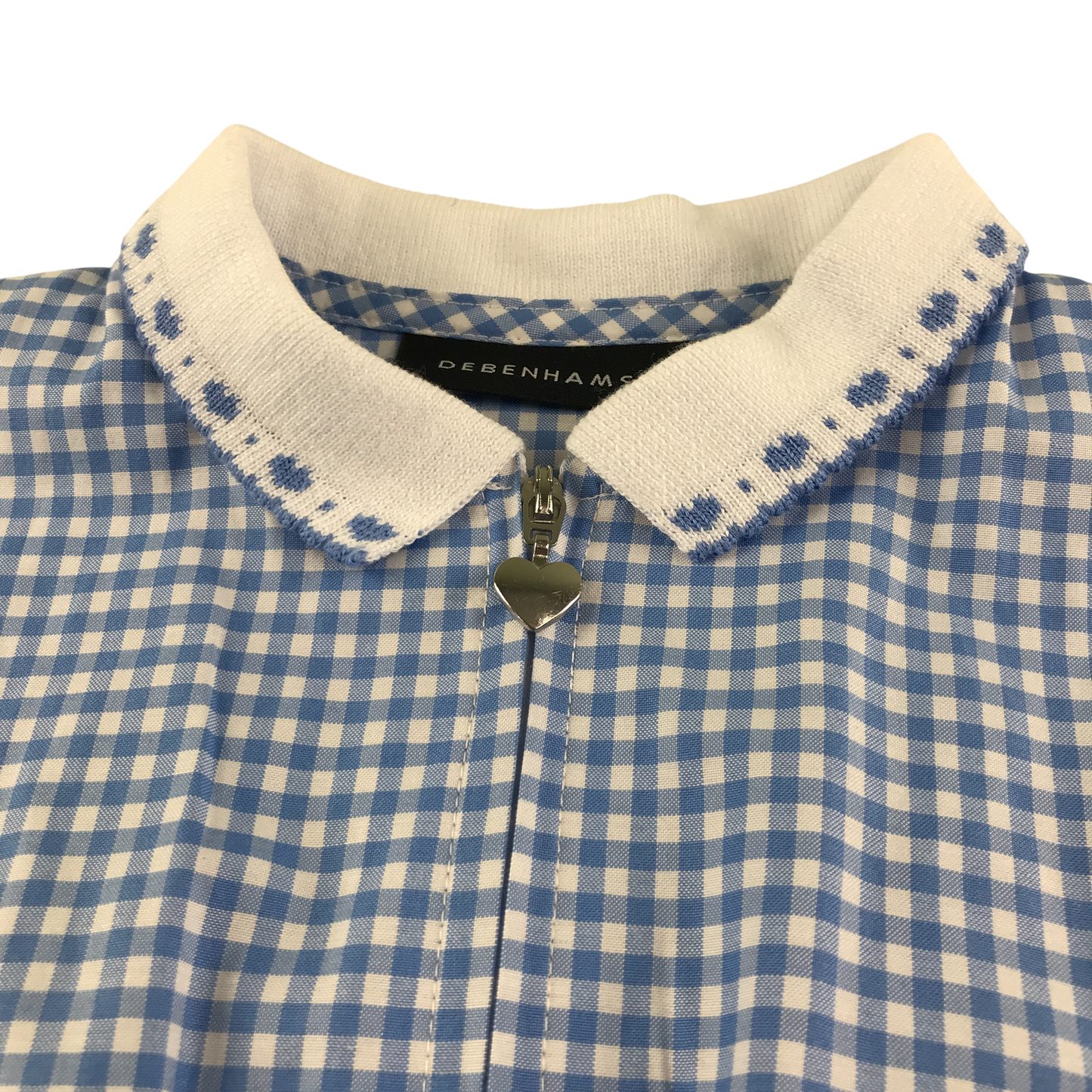 Blue gingham with zipper school playsuit