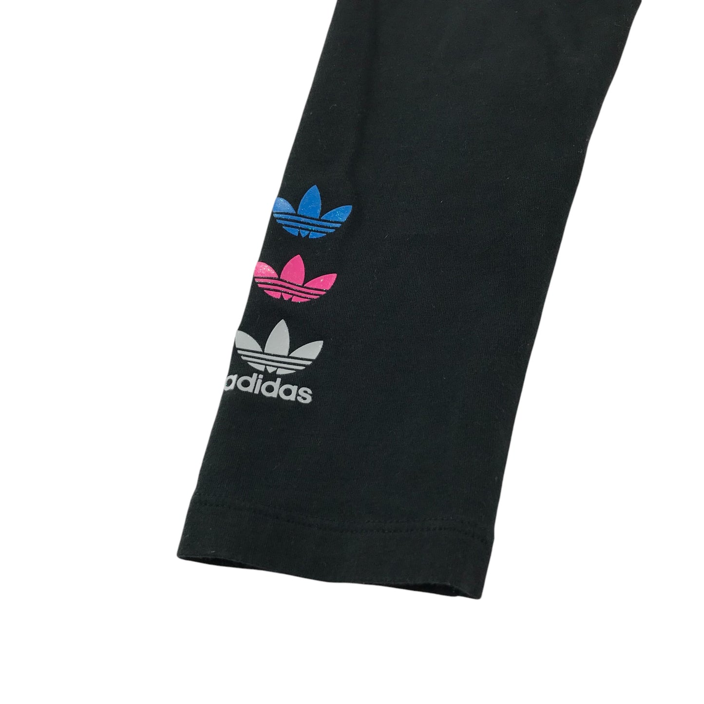 Adidas hoodie and leggings set 5-6 years black three stripes and coloured logos