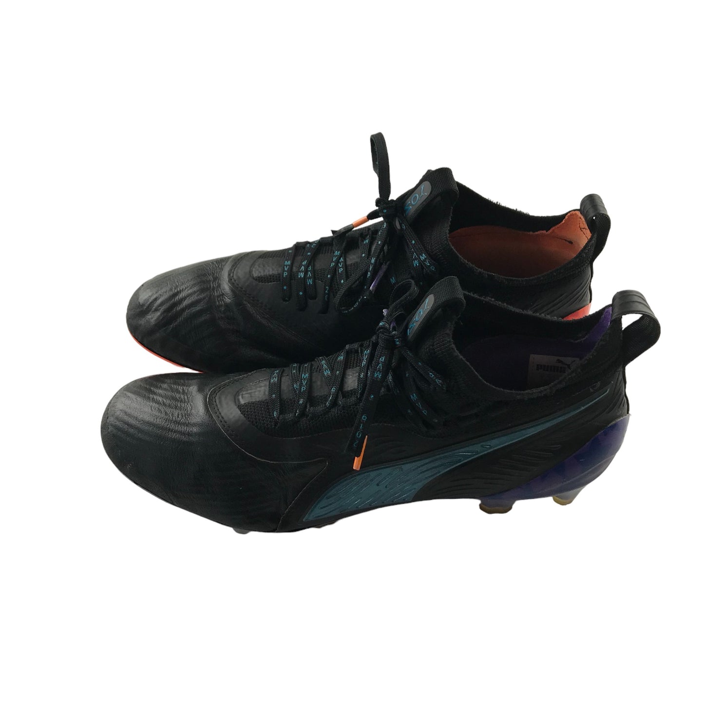 Puma One MVP football boots shoe size 7 black purple and orange plastic moulded studs