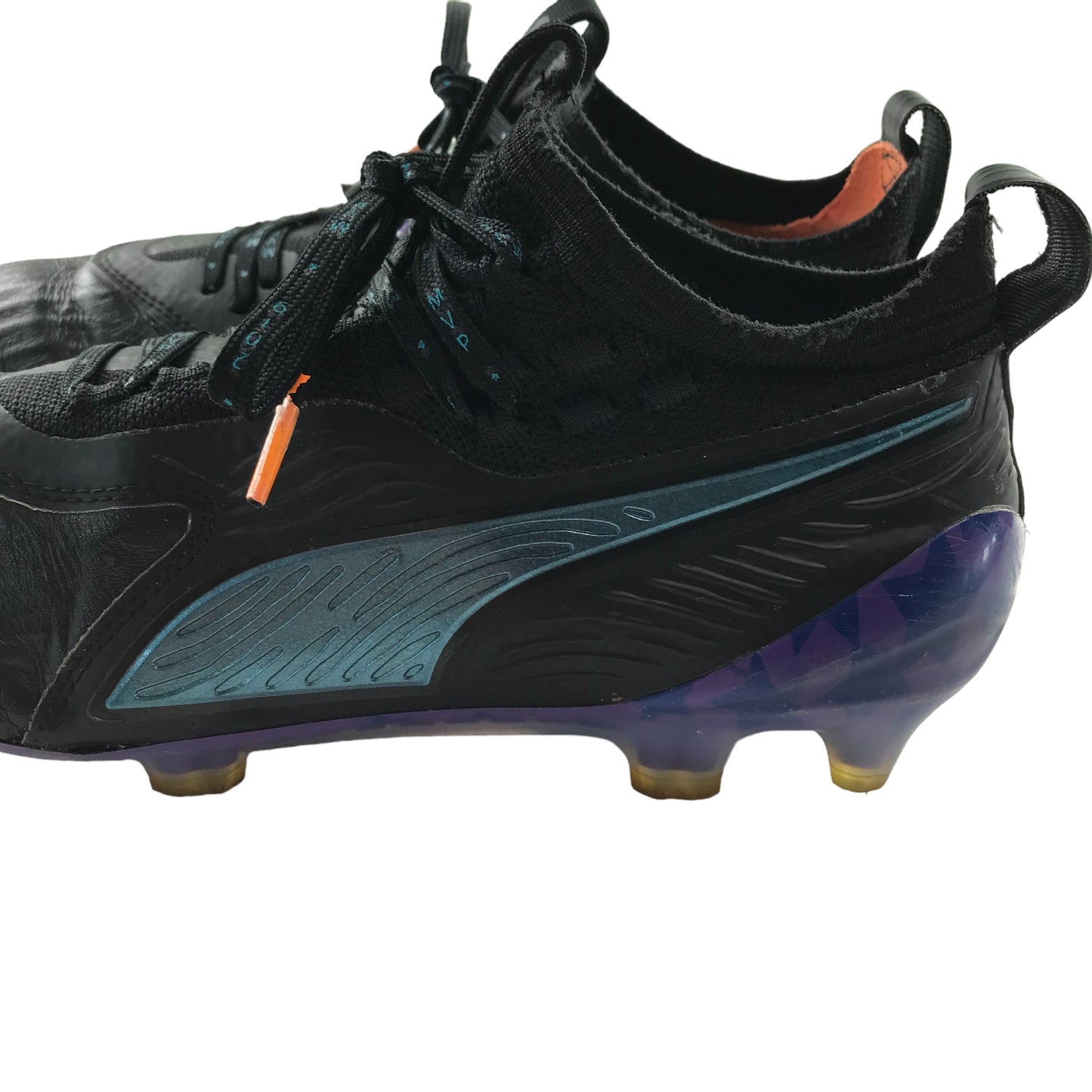 Puma One MVP football boots shoe size 7 black purple and orange plastic moulded studs