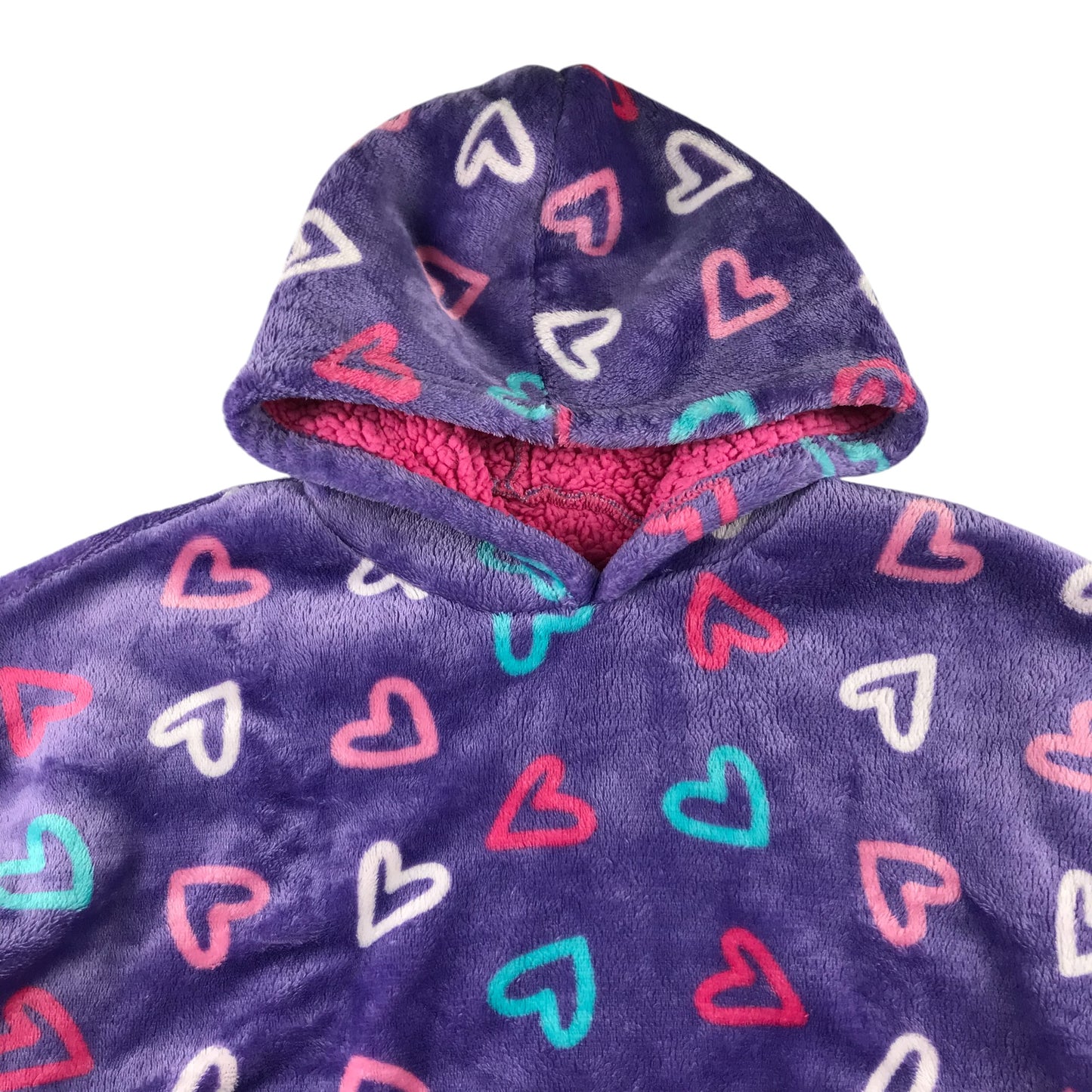 Purple blanket hoodie 11-13 years love heart print snuggle hoodie