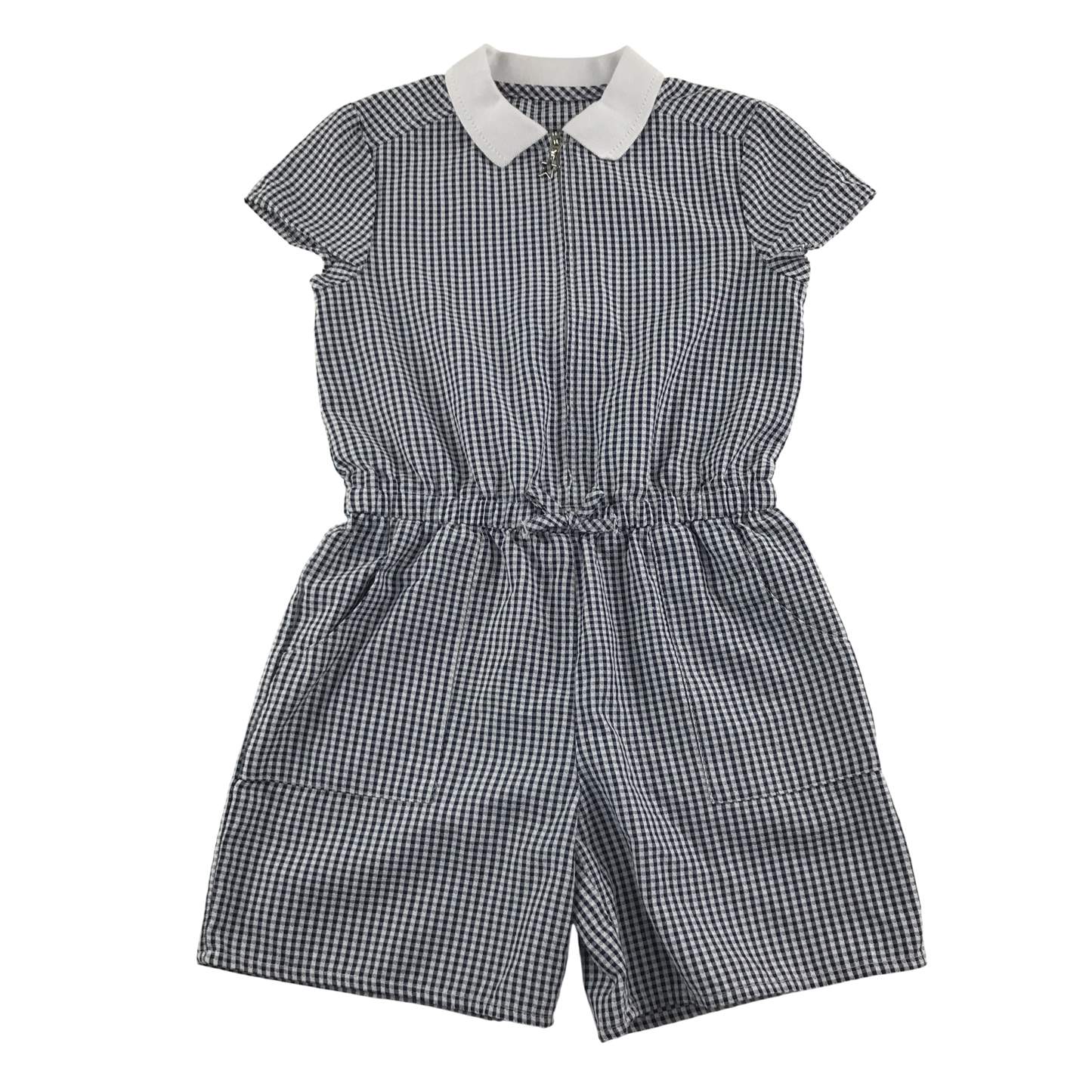 Black gingham with zipper school playsuit