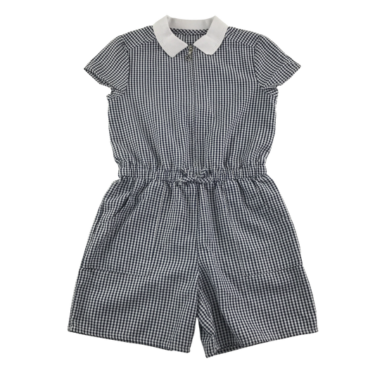 Black gingham with zipper school playsuit