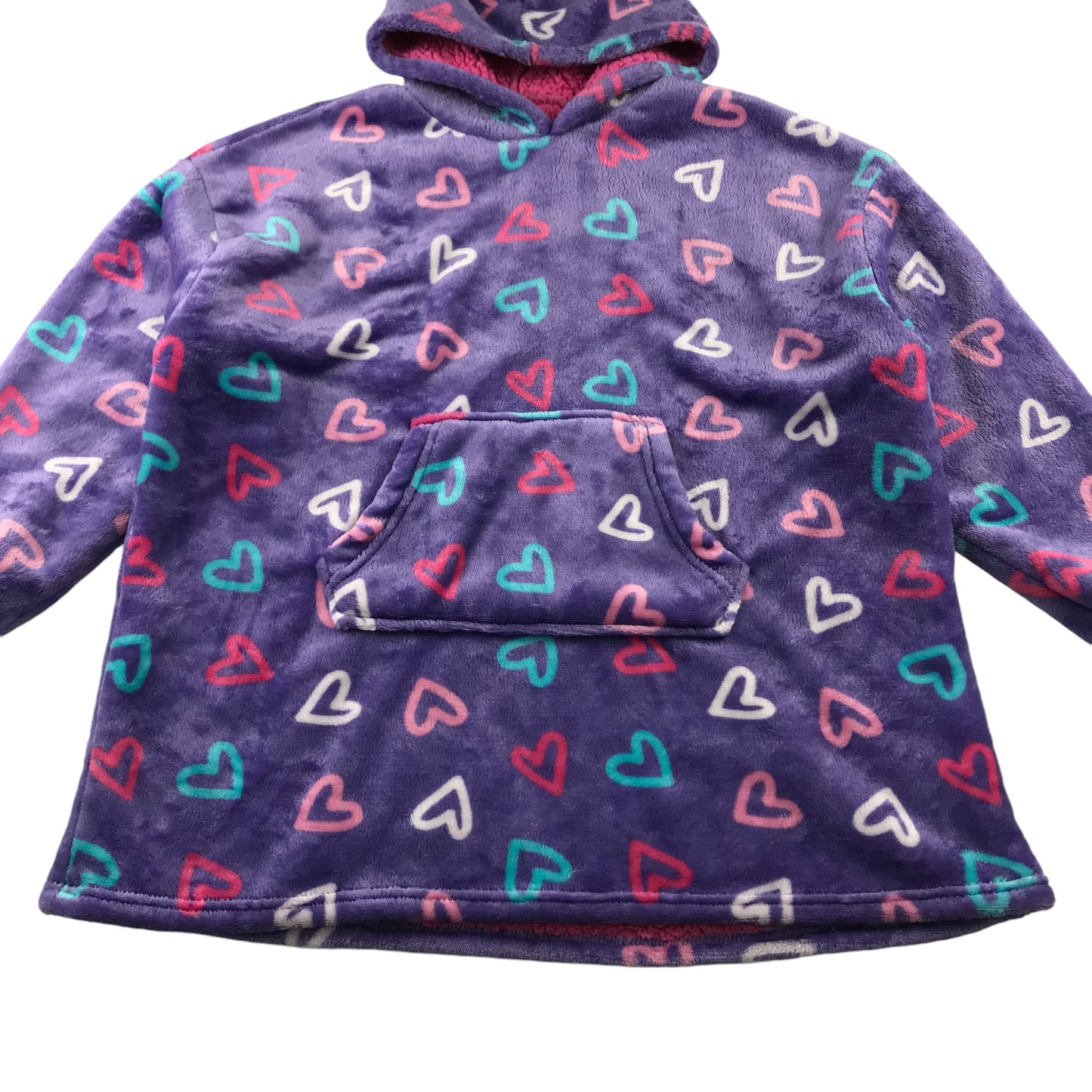 Purple blanket hoodie 11-13 years love heart print snuggle hoodie