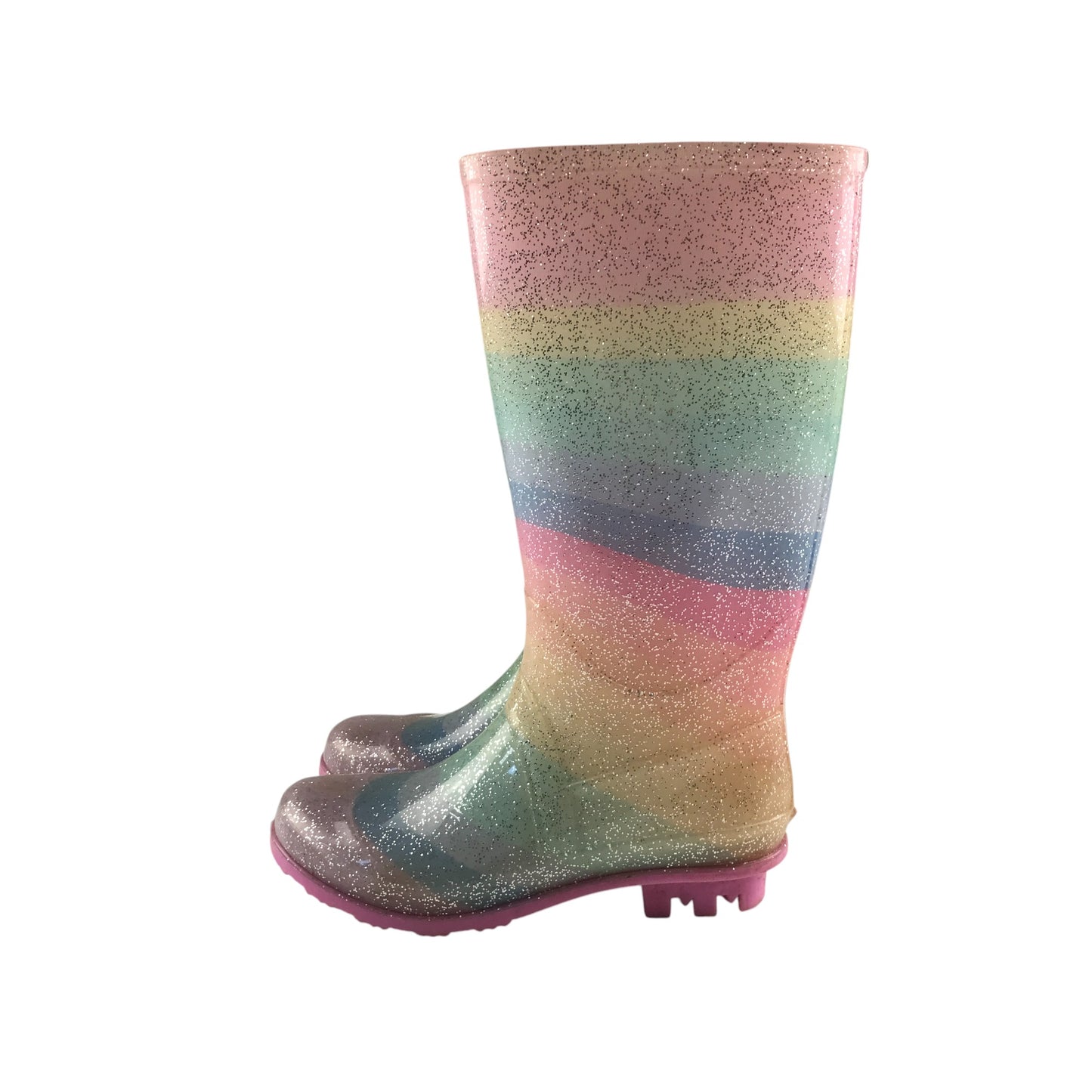 Wellie boots shoe 1 multicoloured glittery stripy calf height