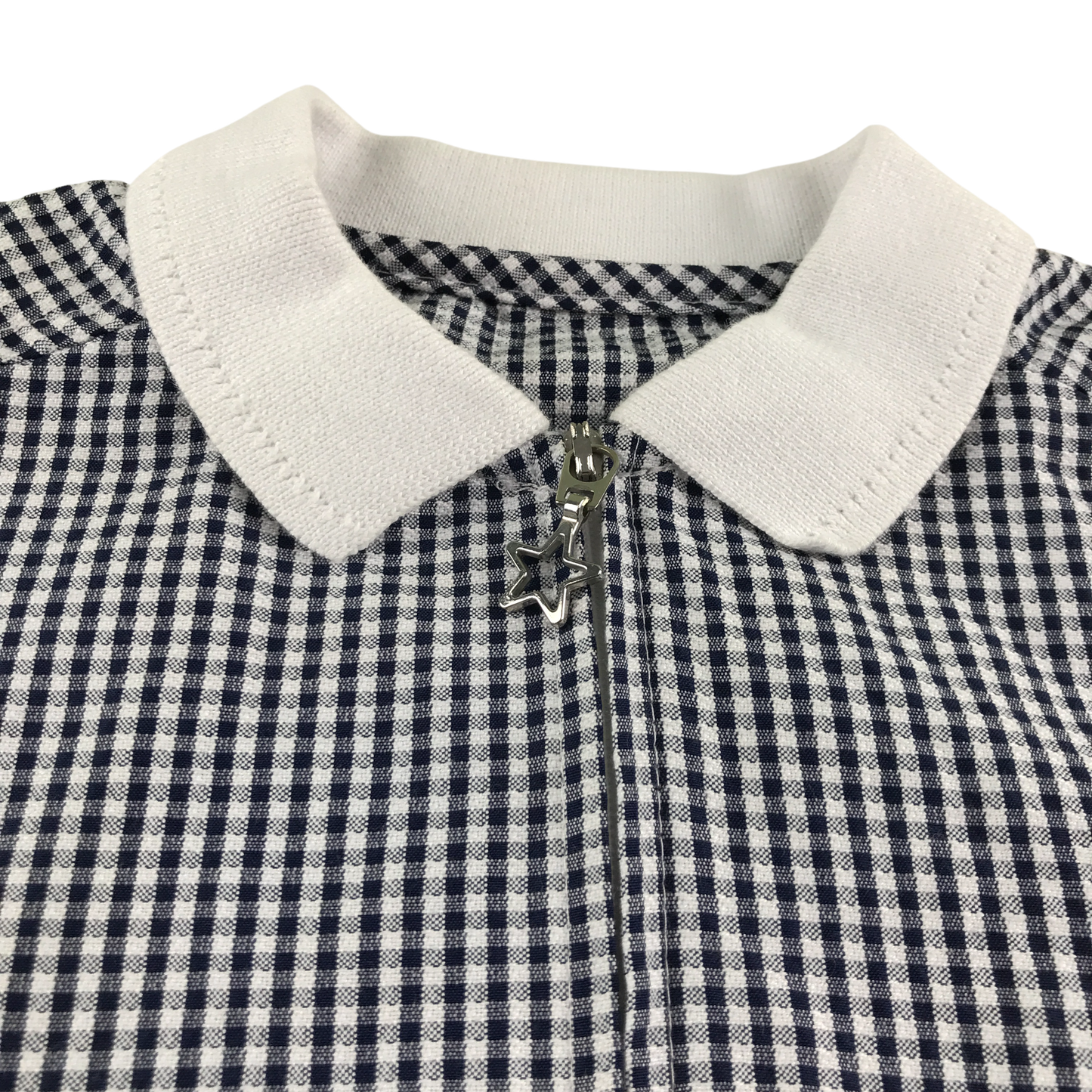 Black gingham with zipper school playsuit