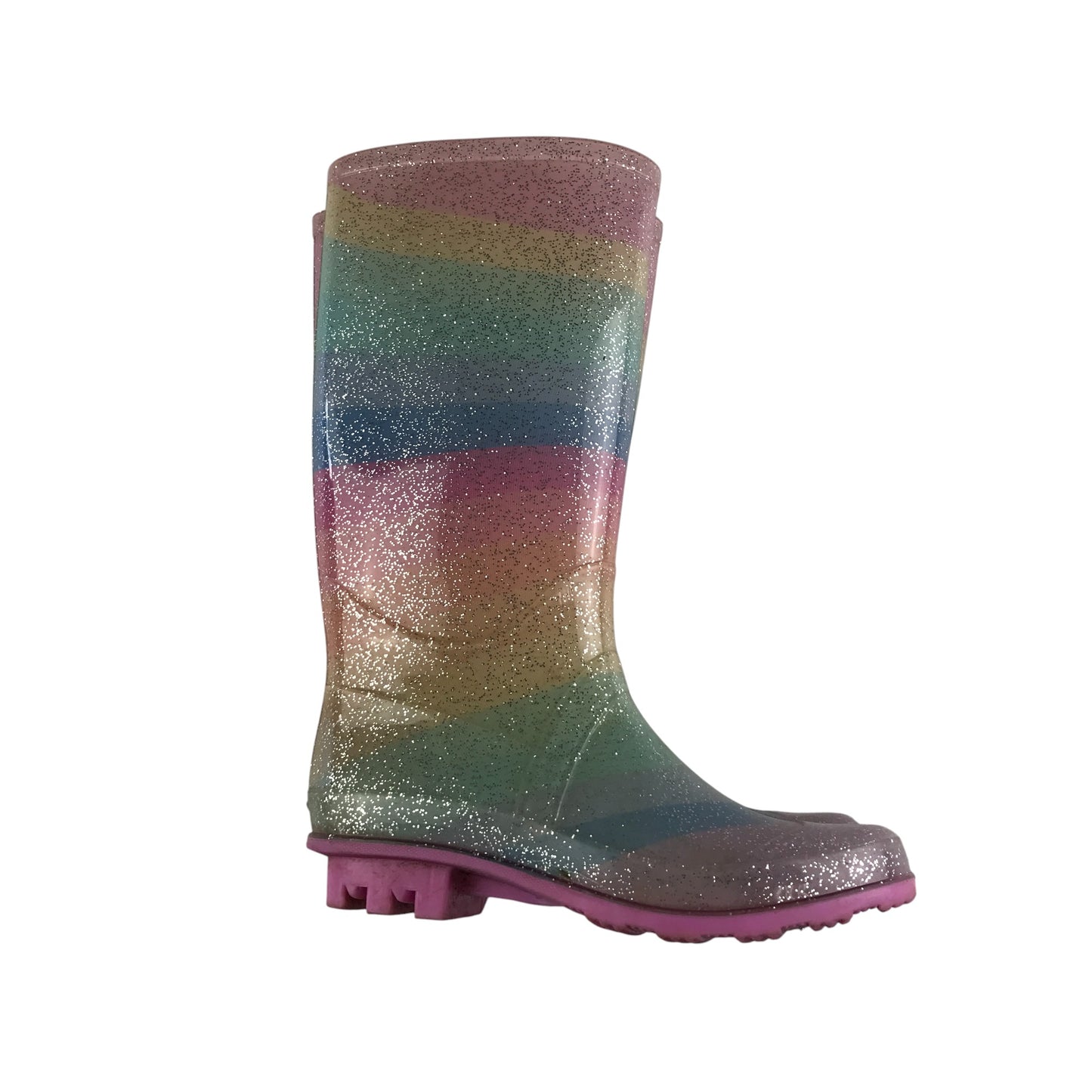 Wellie boots shoe 1 multicoloured glittery stripy calf height