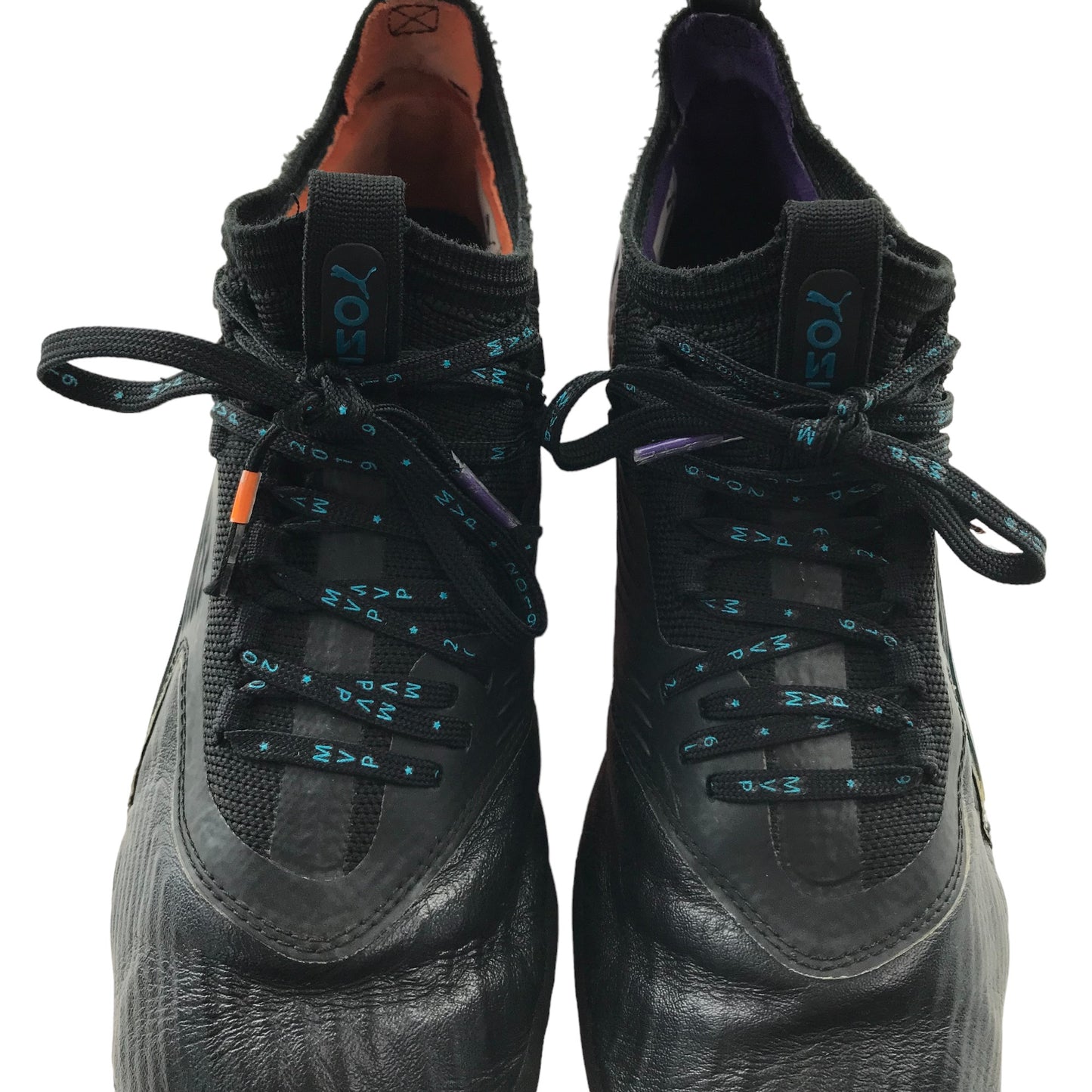 Puma One MVP football boots shoe size 7 black purple and orange plastic moulded studs