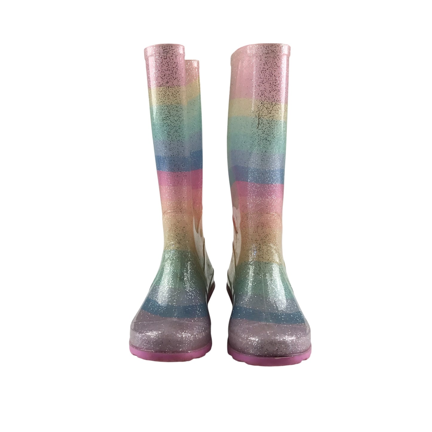 Wellie boots shoe 1 multicoloured glittery stripy calf height