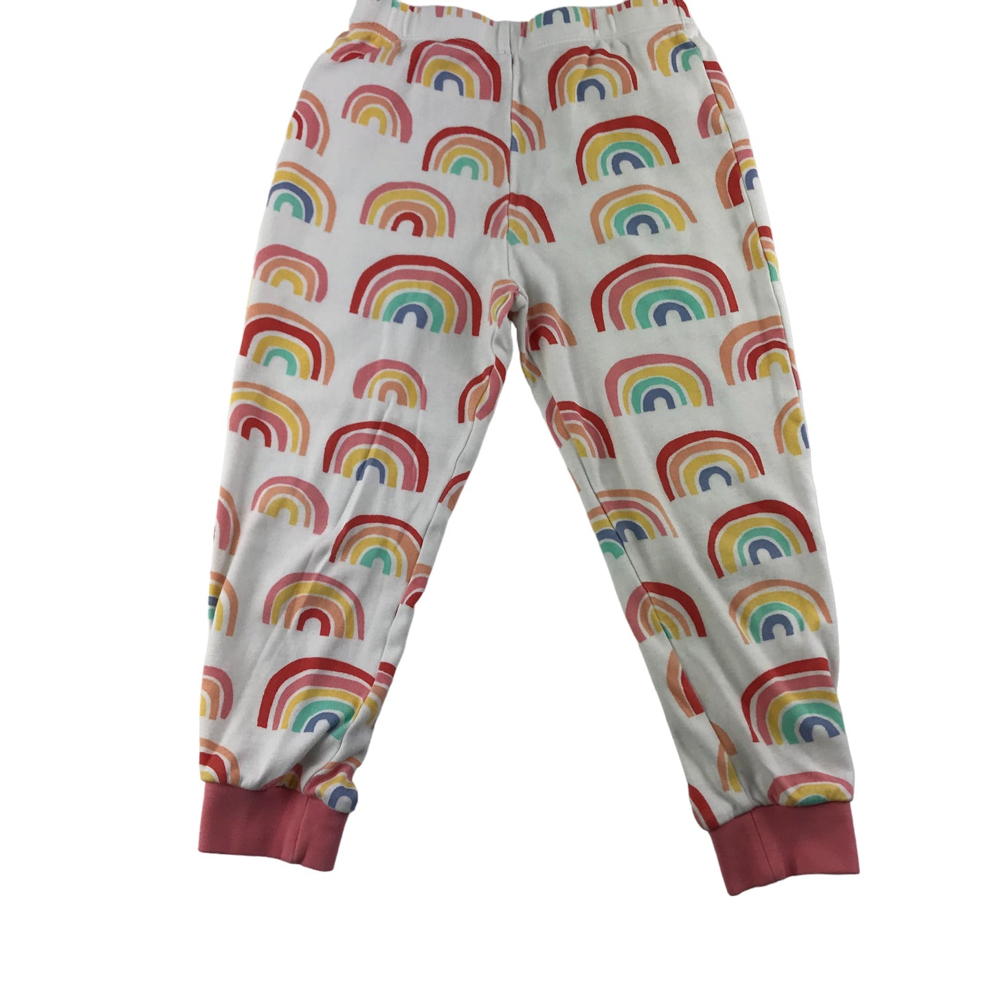 F&F Pyjama Set Age 5 White Pink Multicolour Rainbows Long Sleeve Cotton