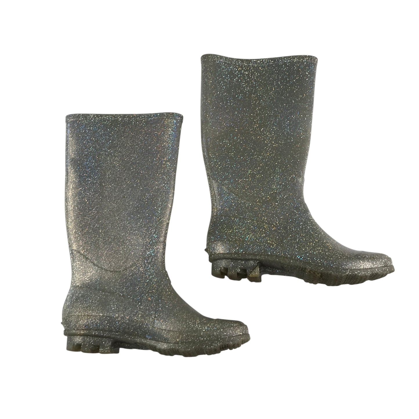 Wellie boots shoe 3 silver glittery calf height