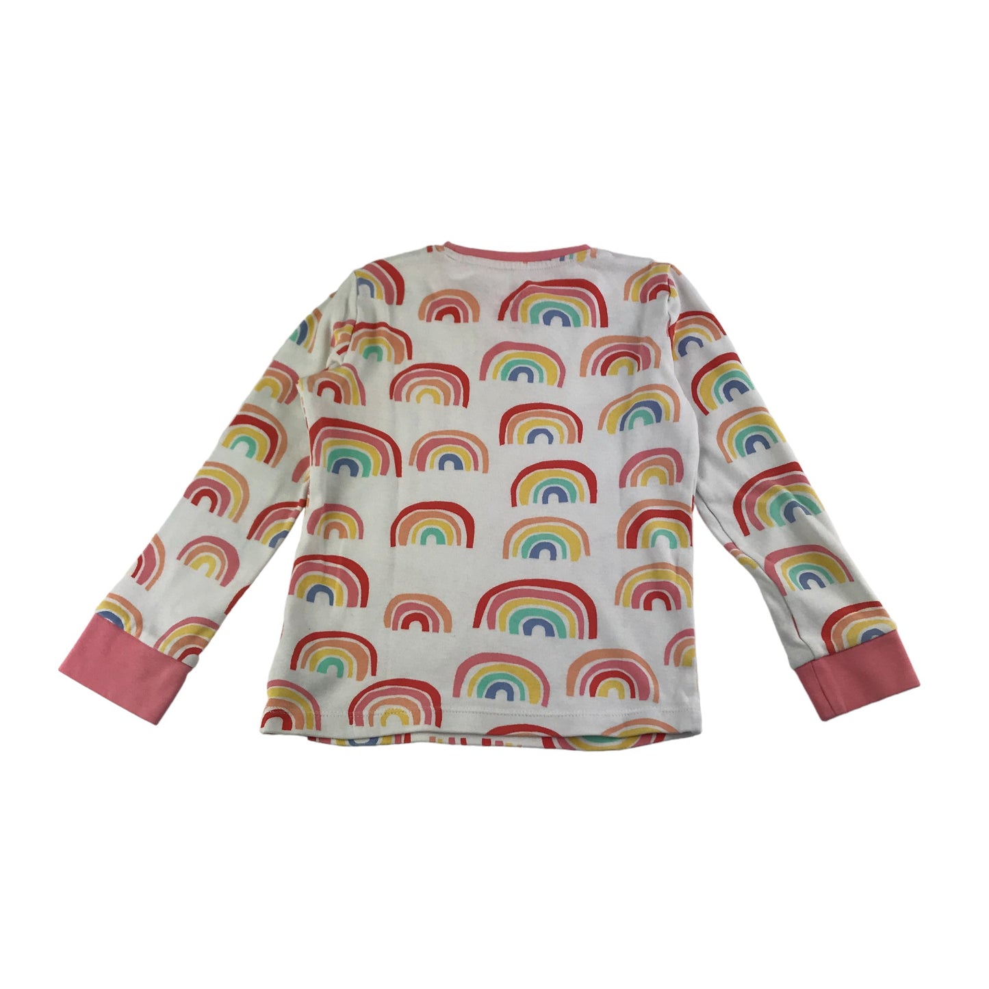 F&F Pyjama Set Age 5 White Pink Multicolour Rainbows Long Sleeve Cotton