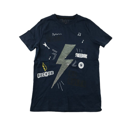 F&F T-shirt Age 8 Navy Sequin Lighting Strike