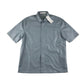 Bershka blouse women size M light blue faux leather short sleeve shirt
