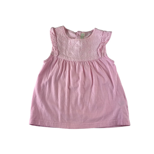 JoJo Maman Bebe blouse 5-6 years pink lace chest and butterfly sleeve cotton