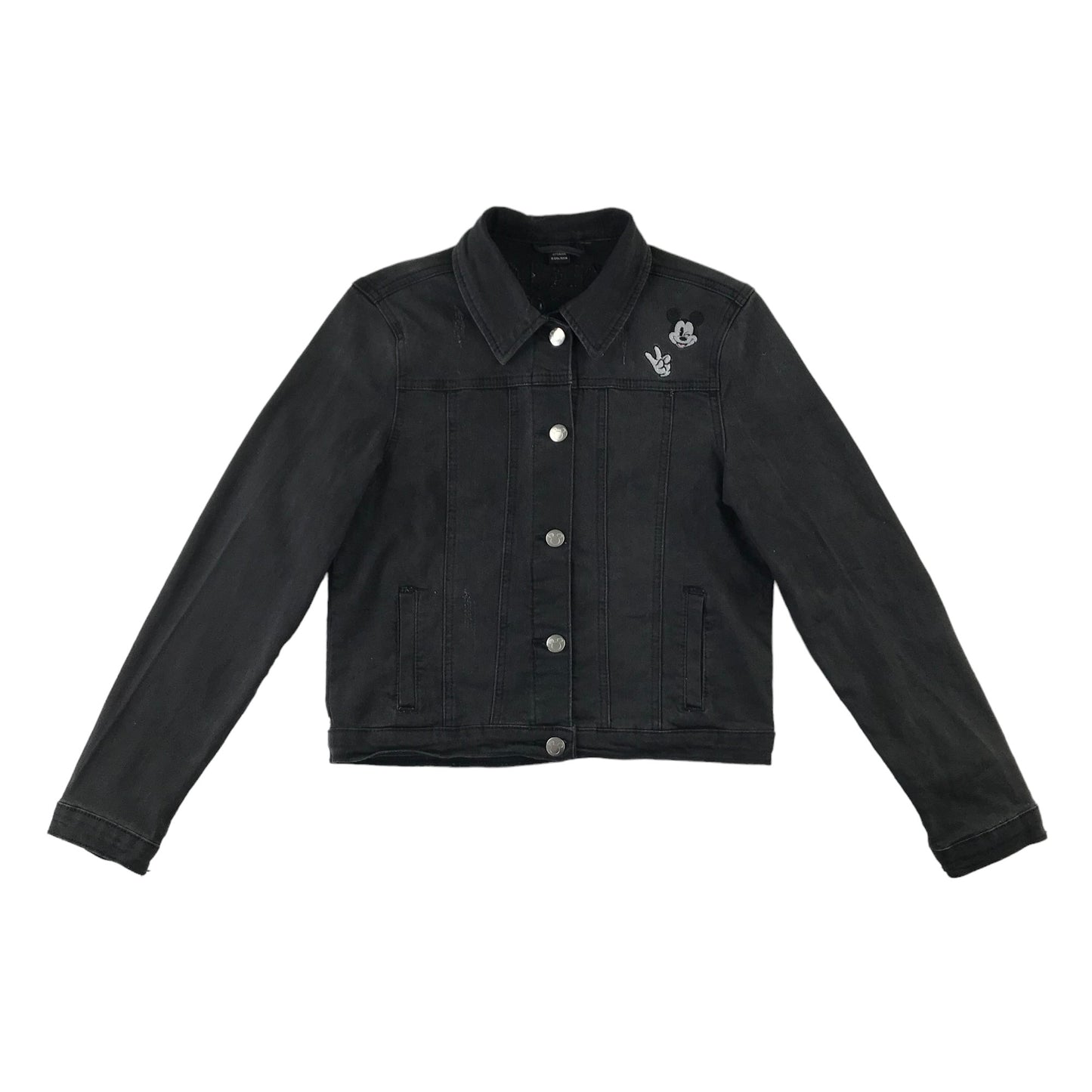 Primark denim jacket 11-12 years charcoal grey Disney Mickey Mouse