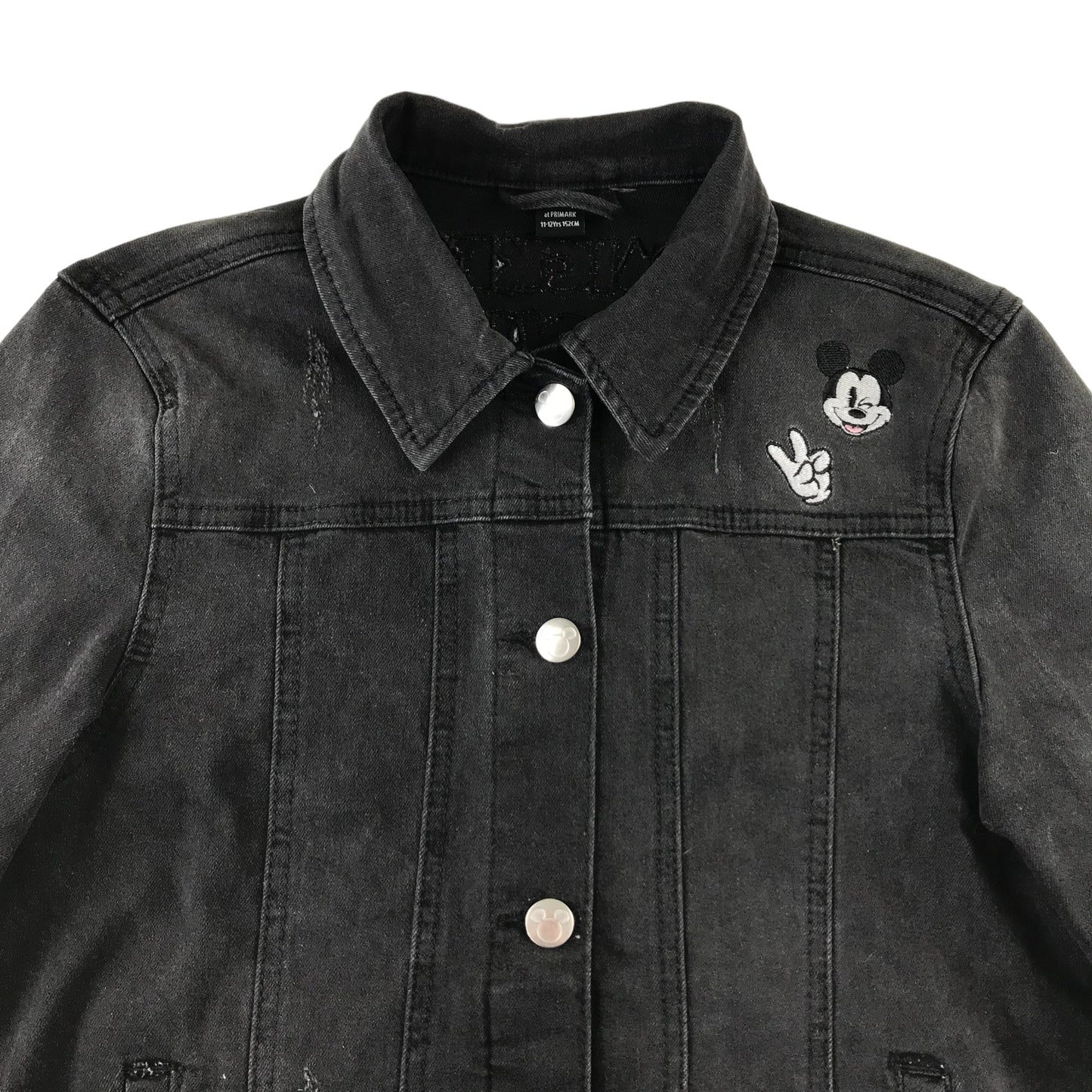 Primark denim jacket 11-12 years charcoal grey Disney Mickey Mouse