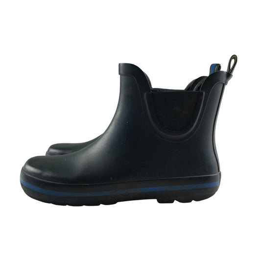 M&S Wellie boots shoe 1 black with blue stripe heel height