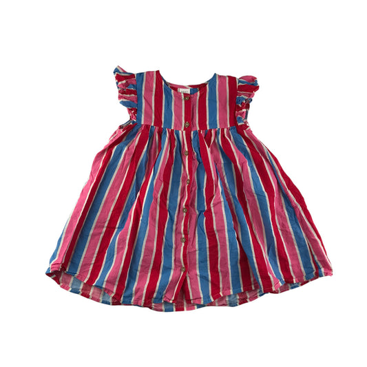 Next dress 5-6 years pink and blue stripy cotton