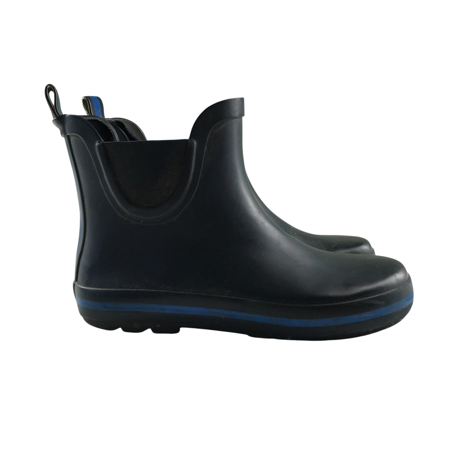 M&S Wellie boots shoe 1 black with blue stripe heel height