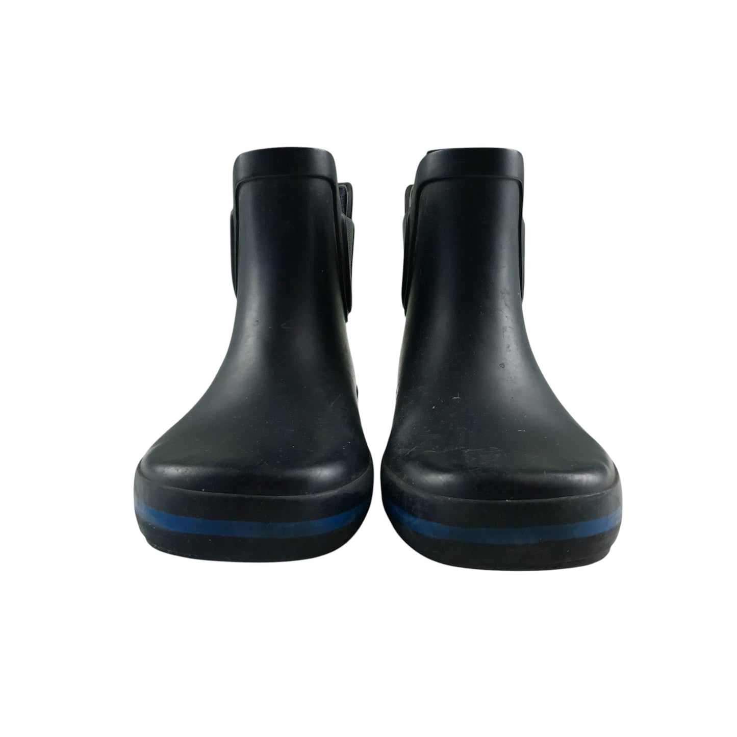 M&S Wellie boots shoe 1 black with blue stripe heel height