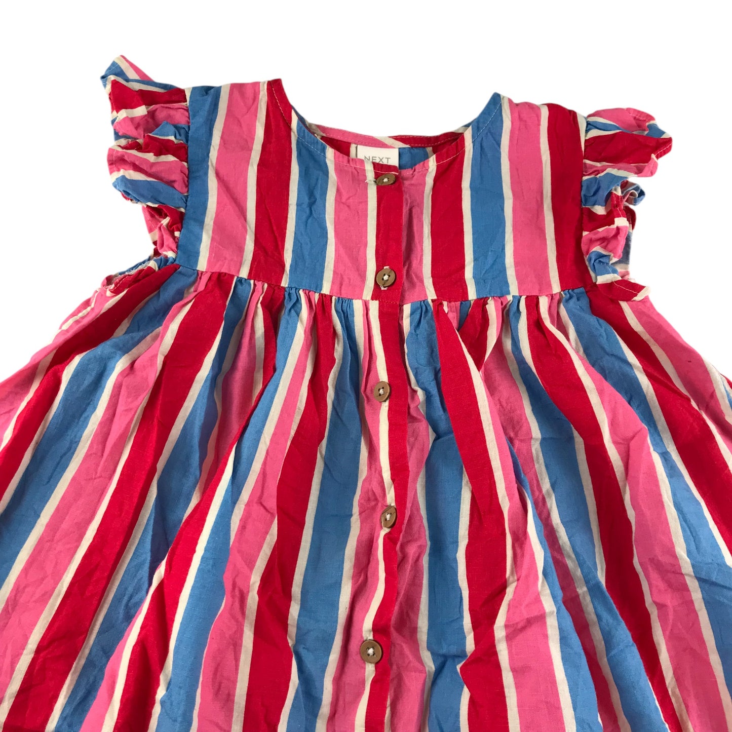 Next dress 5-6 years pink and blue stripy cotton