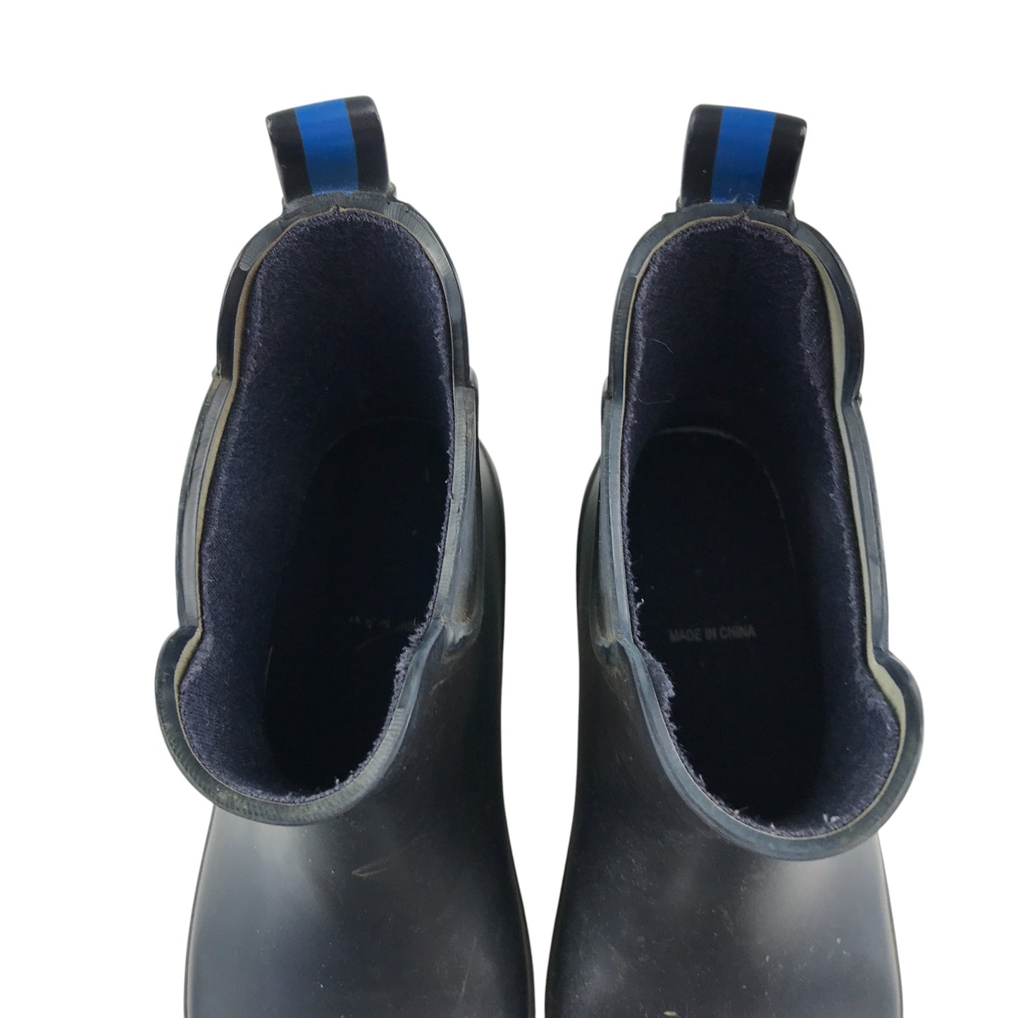 M&S Wellie boots shoe 1 black with blue stripe heel height