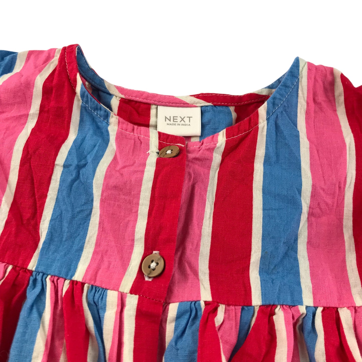 Next dress 5-6 years pink and blue stripy cotton