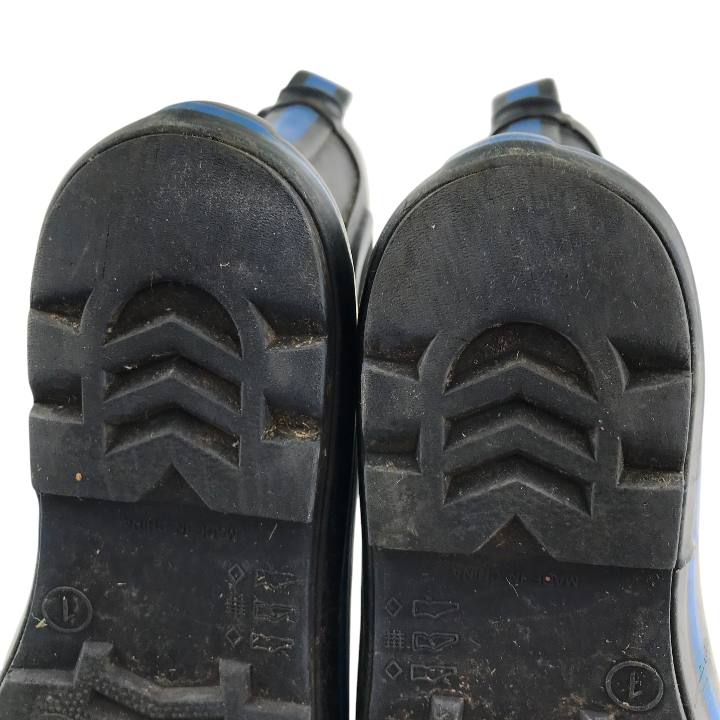 M&S Wellie boots shoe 1 black with blue stripe heel height