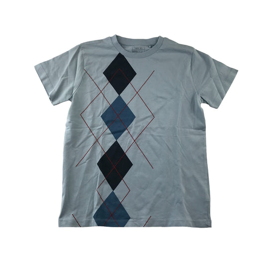 Next T-shirt Age 11 Light Blue Diamond Pattern Cotton