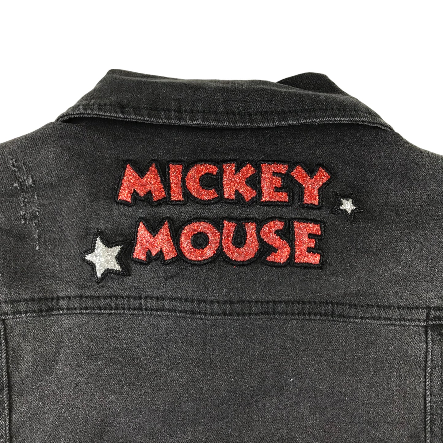 Primark denim jacket 11-12 years charcoal grey Disney Mickey Mouse