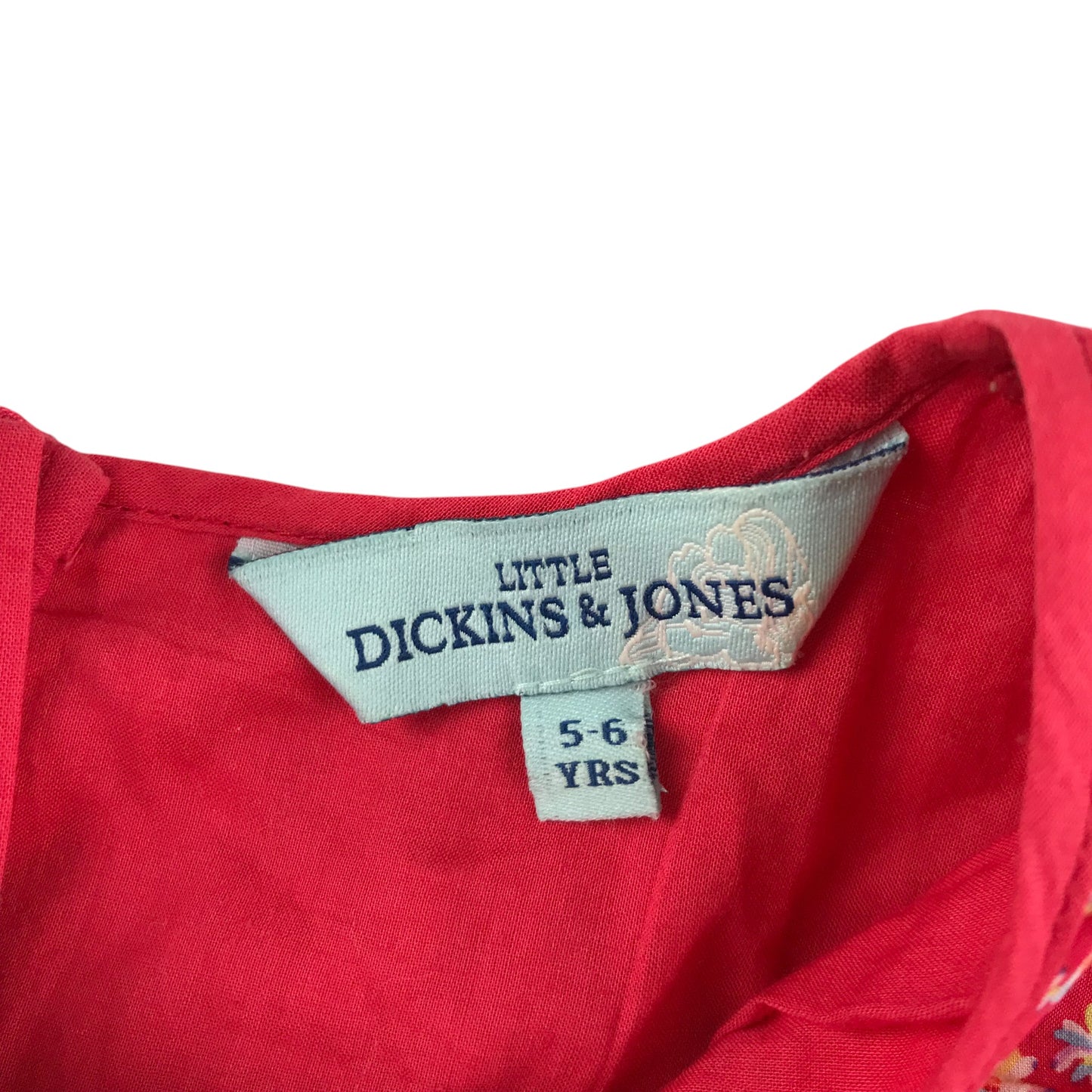 Little Dickins & Jones dress 5-6 years red floral short sleeve cotton