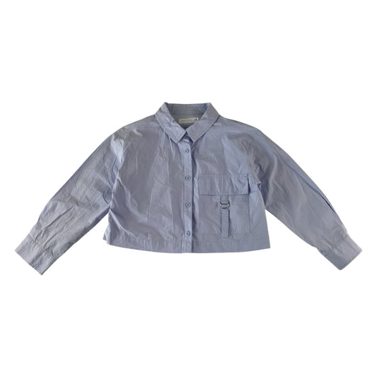Zara blouse 9-10 years light blue cropped shirt cotton