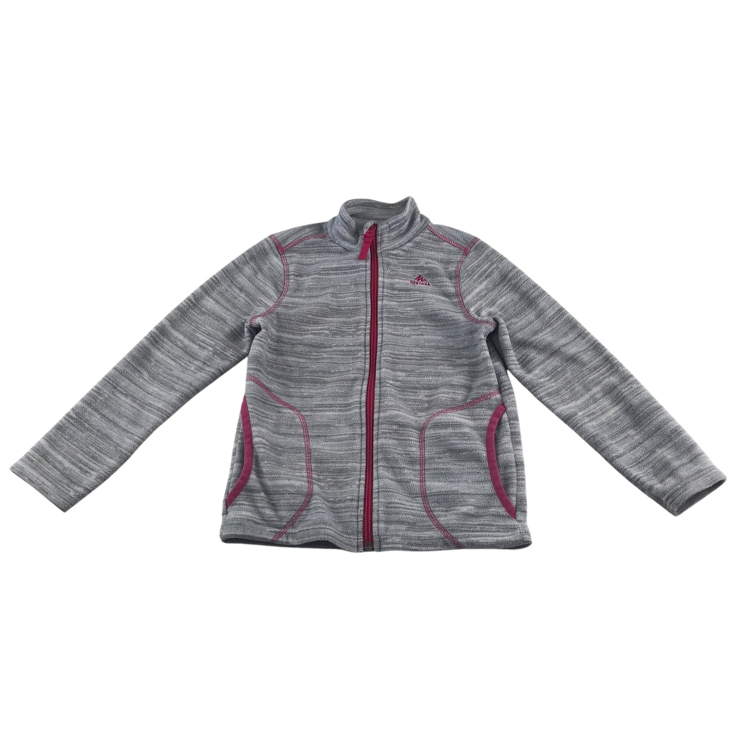 Decathlon fleece 5-6 years light grey with pink detailing full zipper