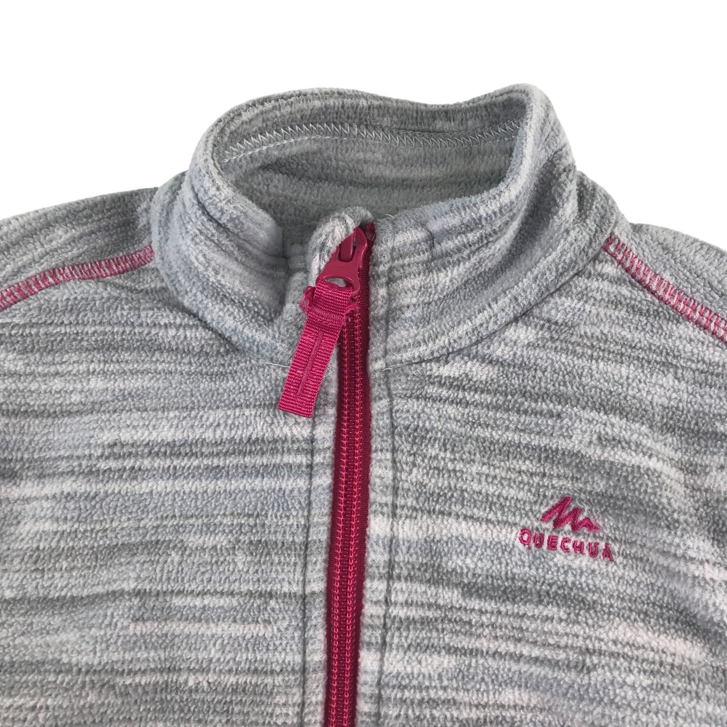 Decathlon fleece 5-6 years light grey with pink detailing full zipper