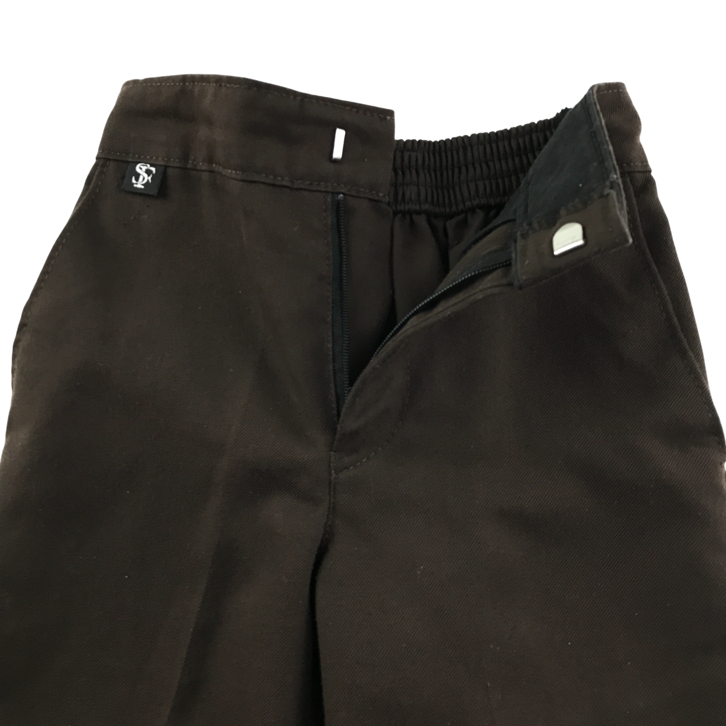 Brown elasticated waist school trousers