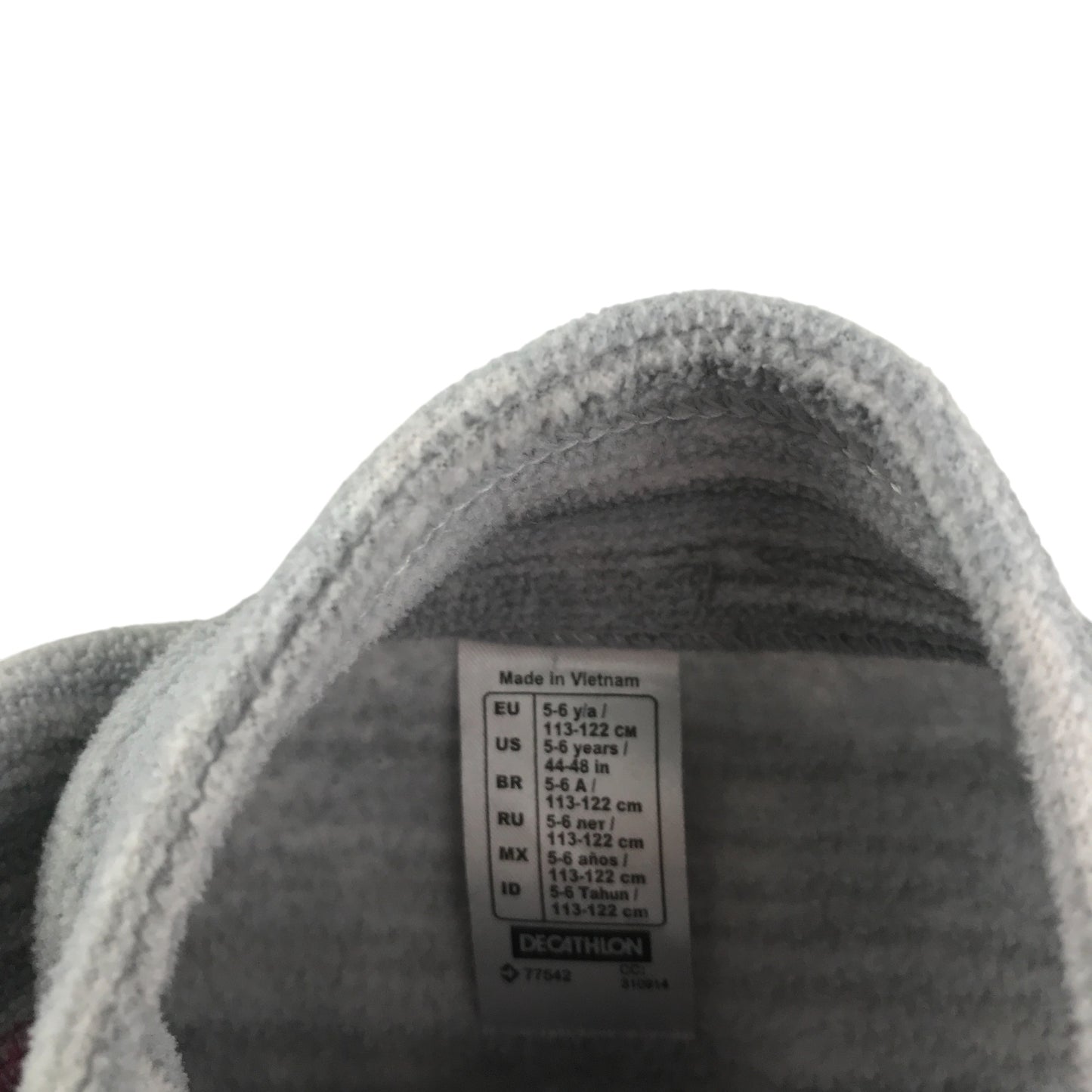 Decathlon fleece 5-6 years light grey with pink detailing full zipper