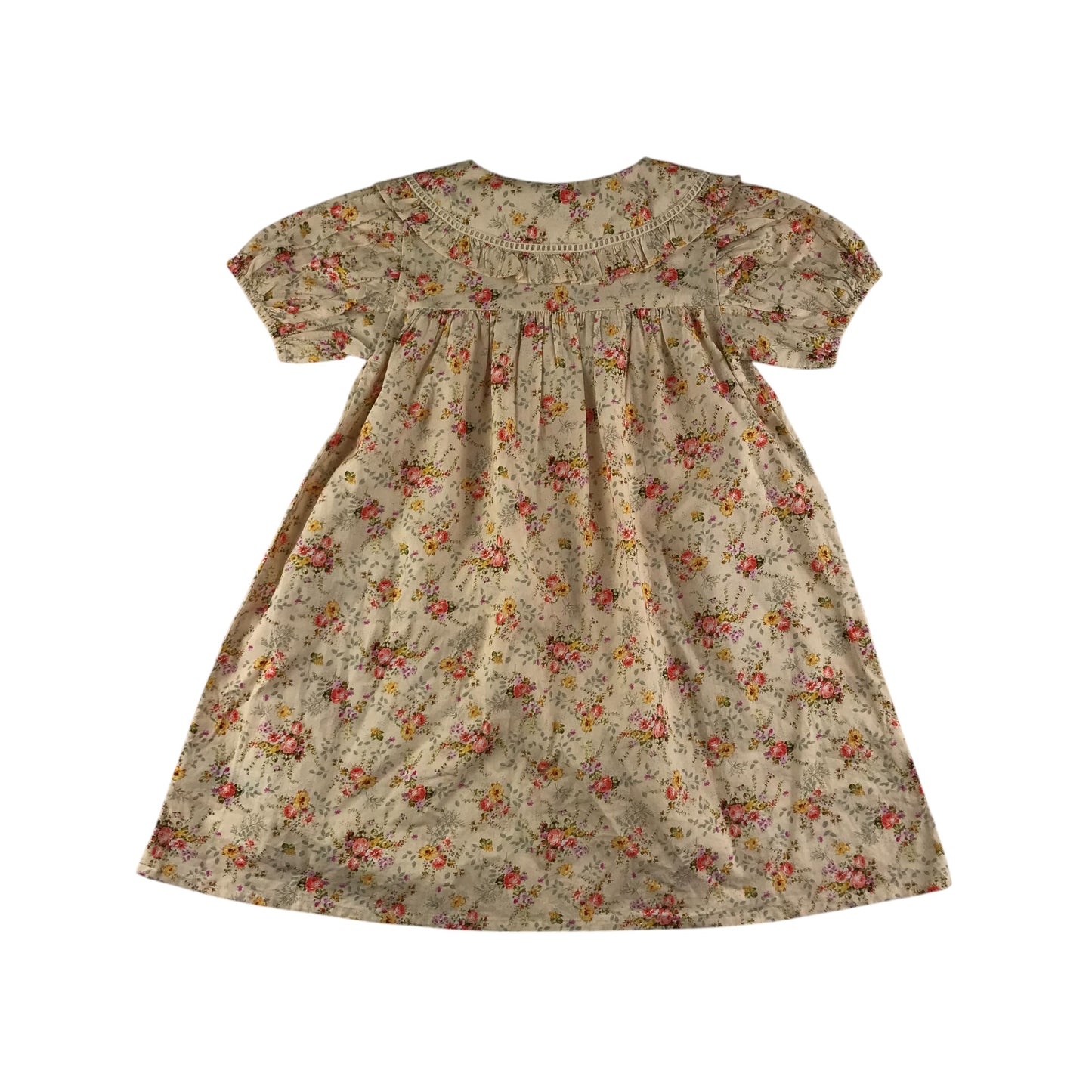 Next dress 5-6 years light beige floral vintage style puff sleeve cotton