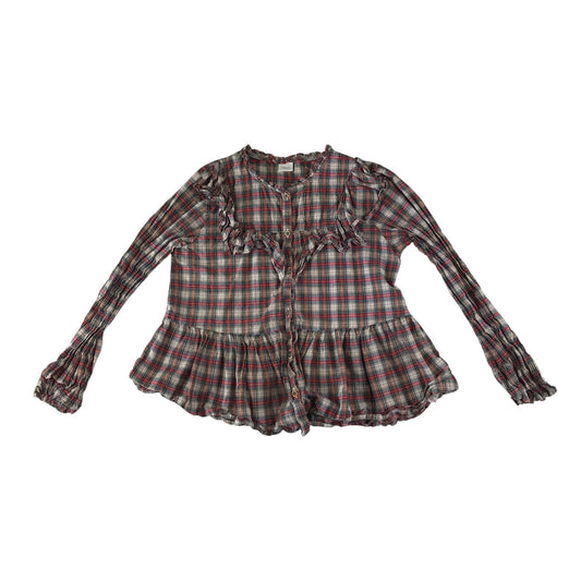 Next blouse 8-9 years red checked long sleeve peplum hem cotton