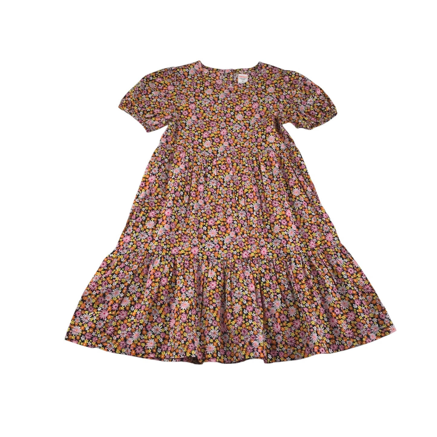 John Lewis dress 5-6 years pink and orange floral midi cotton