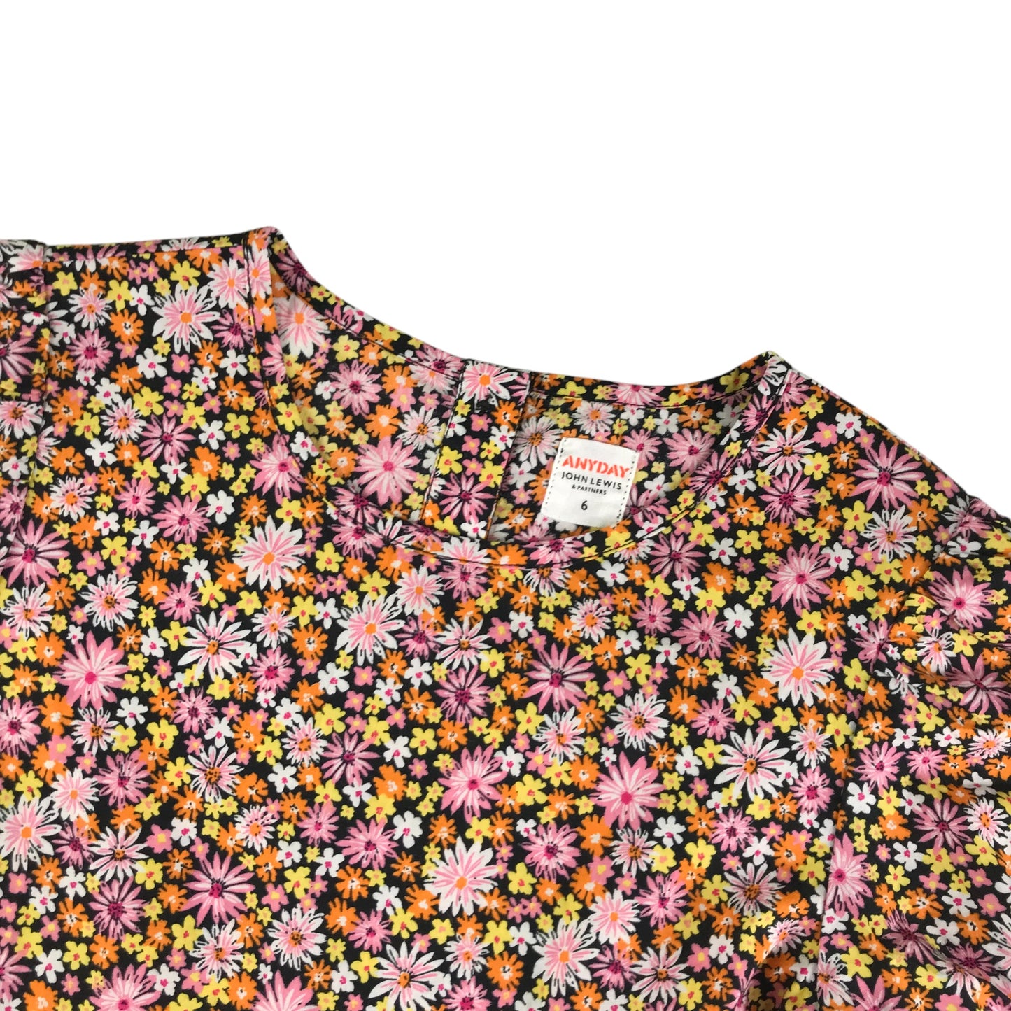 John Lewis dress 5-6 years pink and orange floral midi cotton