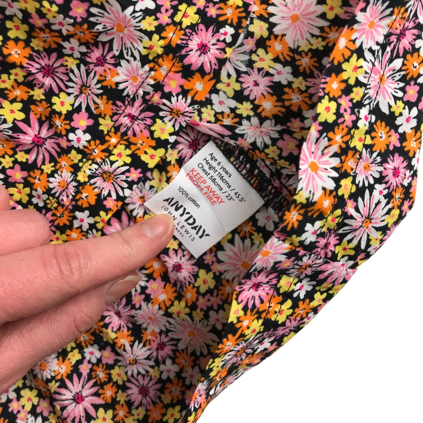 John Lewis dress 5-6 years pink and orange floral midi cotton