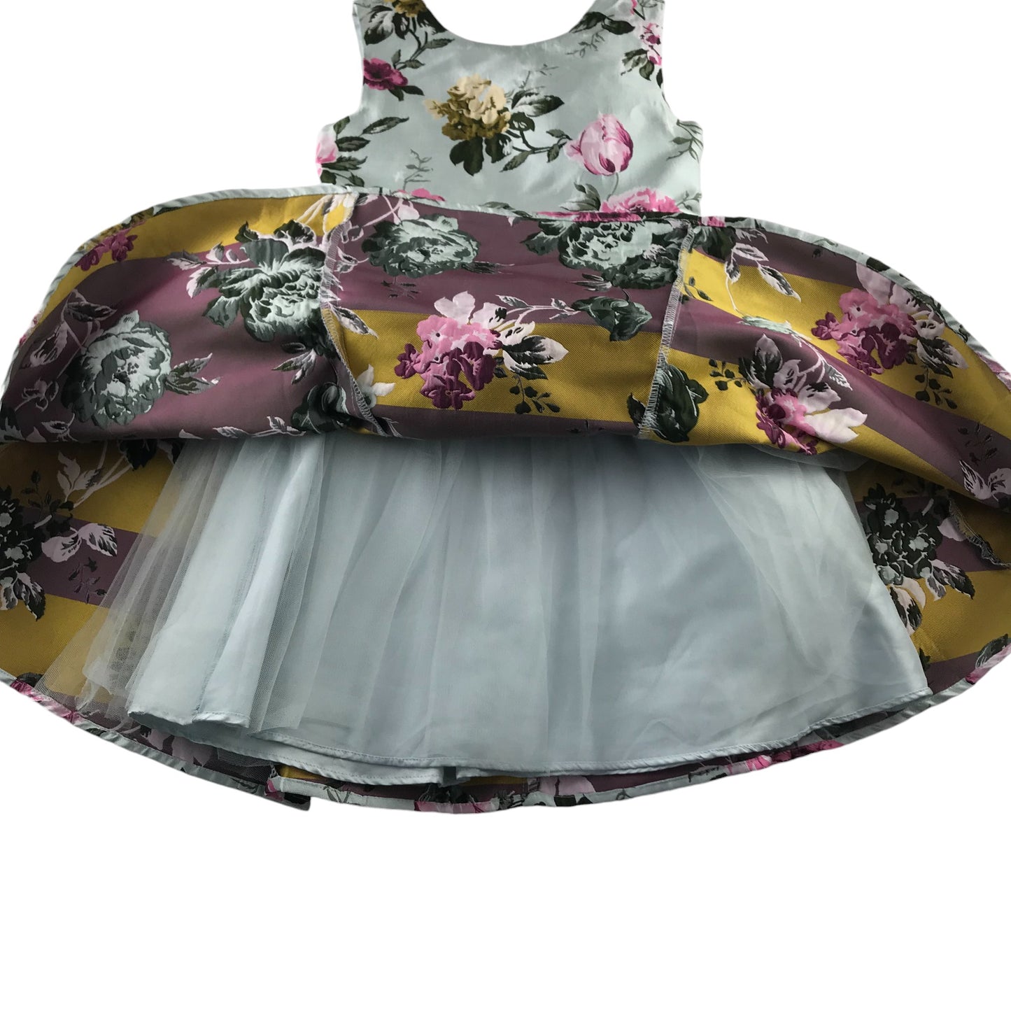 Monsoon dress 6-7 years light blue floral layered A-line