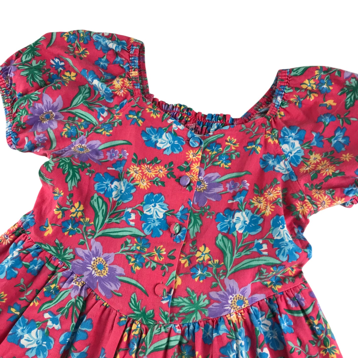 Bhs dress 5-6 years red and blue floral cotton