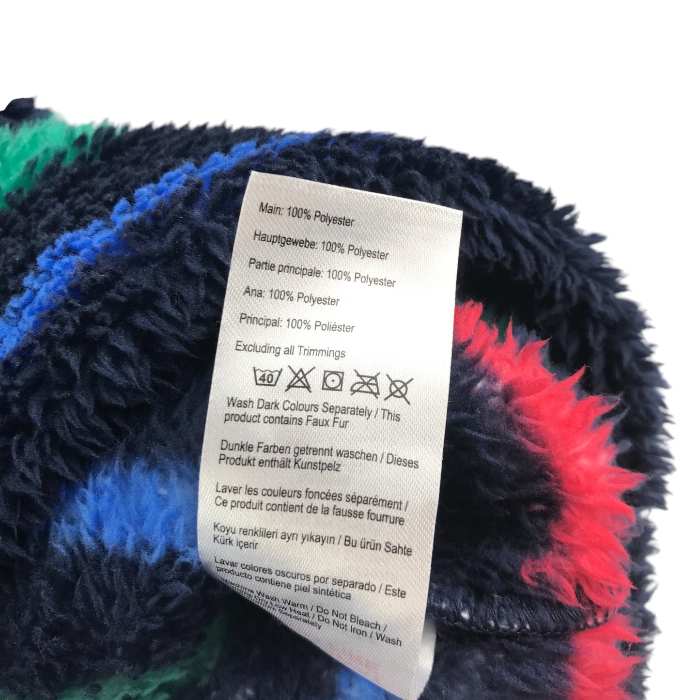 Joules fleece 5-6 years navy multicoloured stripy furry