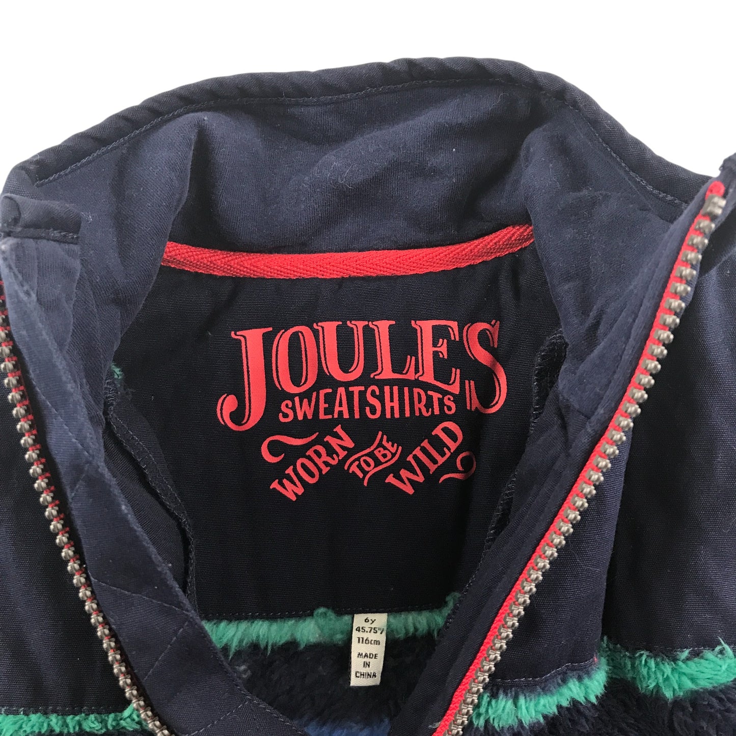Joules fleece 5-6 years navy multicoloured stripy furry