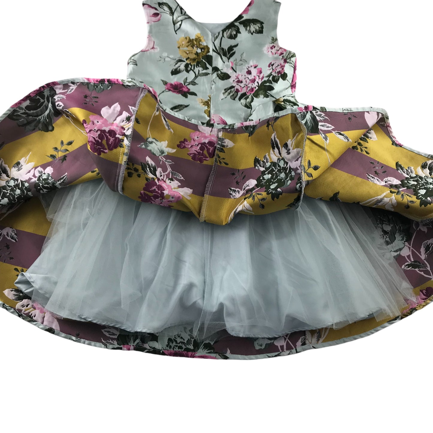 Monsoon dress 6-7 years light blue floral layered A-line