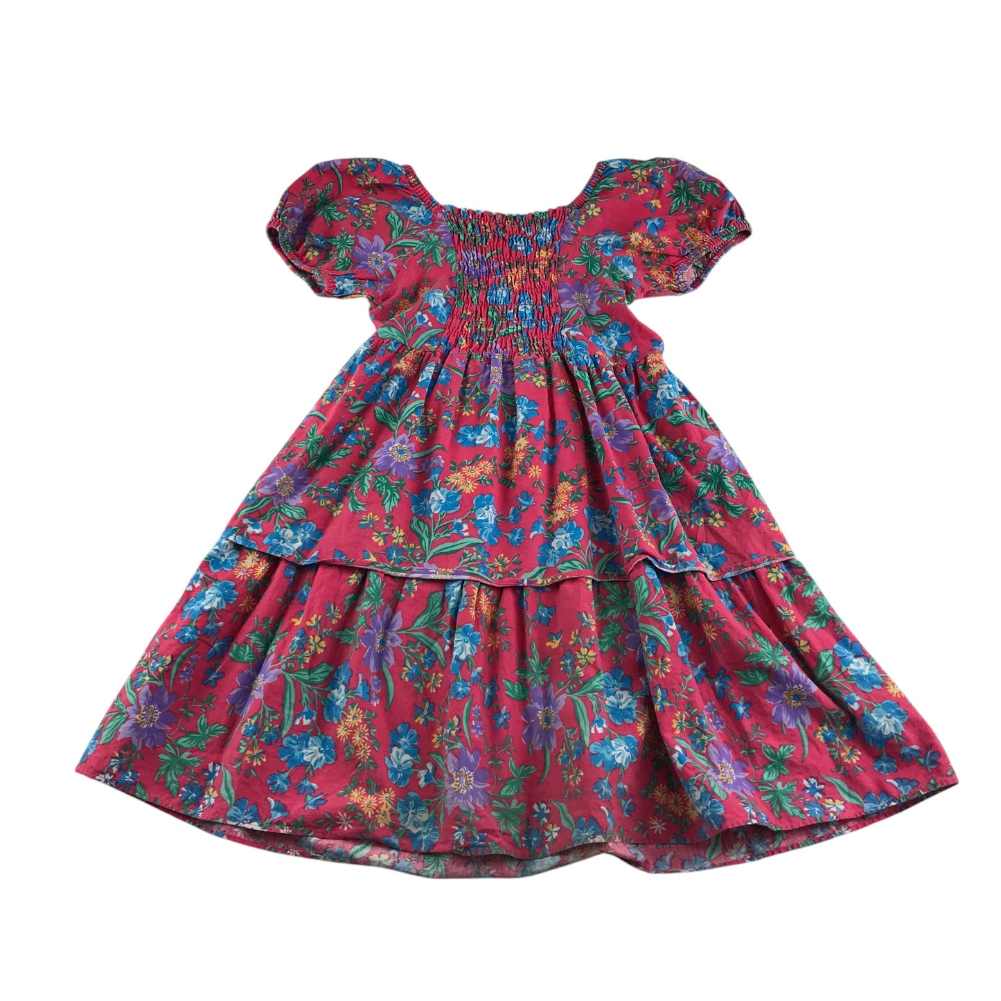 Bhs dress 5-6 years red and blue floral cotton