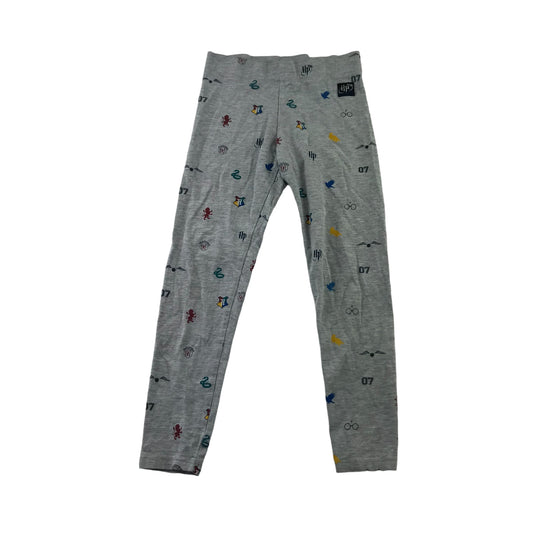 M&S leggings 7-8 years grey Harry Potter Hogwarts houses logos