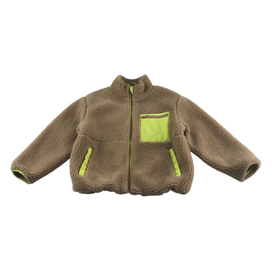 Matalan fleece 6-7 years beige full zipper with yellow detailing